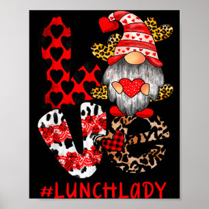 Lunch Lady Liebes-Gnom-Herz Valentinstag Cafeteria Poster