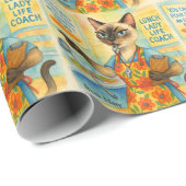 Lunch Lady Life Coach for Cat Lovers Cafeteria Geschenkpapier (Rolleneckpunkt)