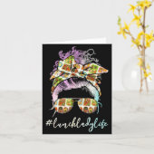 Lunch Lady Messy Hair Woman Bun Lunch Lady Life Karte (Gelbe Blume)