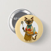 Lunch Lady Serving food for Cat Lovers Cafeteria Button (Vorne & Hinten)