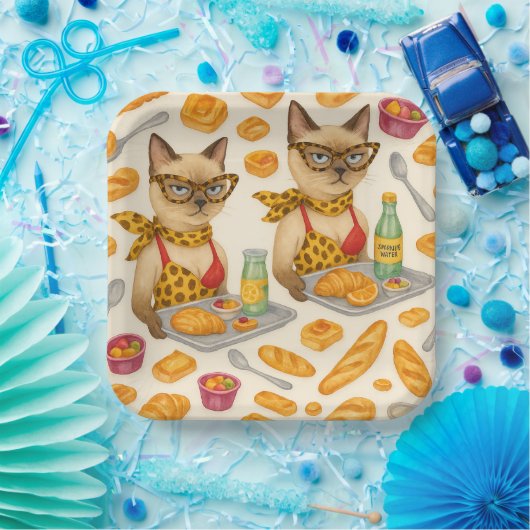 Lunch Lady Serving food for Cat Lovers Cafeteria Pappteller (Party)