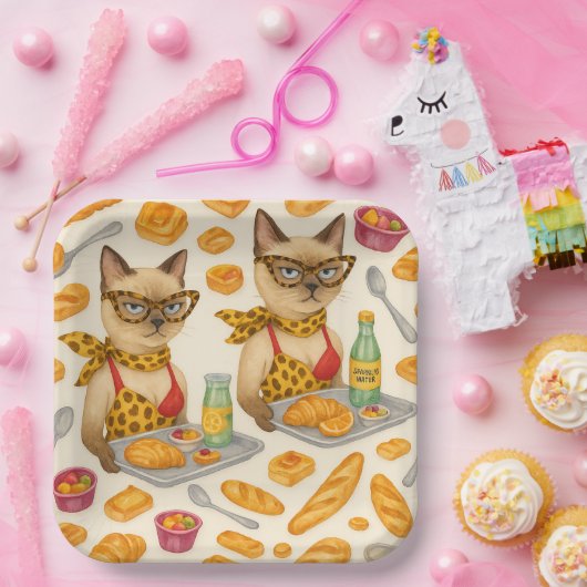 Lunch Lady Serving food for Cat Lovers Cafeteria Pappteller (Party)