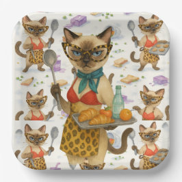 Lunch Lady Serving food  for Cat Lovers Cafeteria  Pappteller