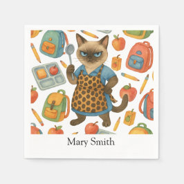 Lunch Lady serving food for Cat Lovers Serviette