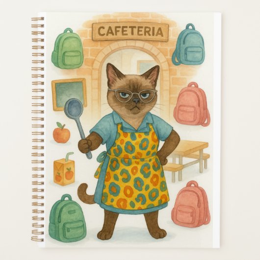 Lunch Lady serving food in school Planer (Vorderseite)