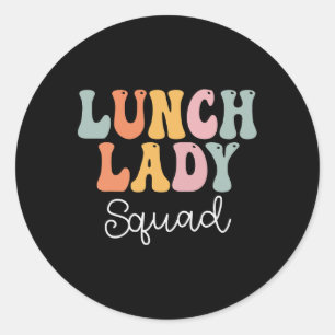 Lunch Lady Squad Retro Groovy Vintage Erster Tag V Runder Aufkleber