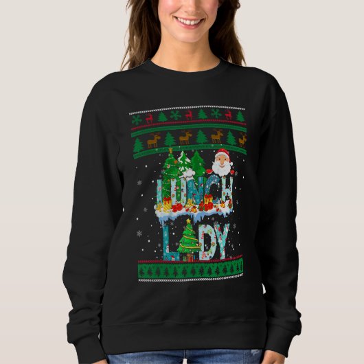 Lunch Lady Ugly Christmas Tree Santa Matching Xmas Sweatshirt (Vorderseite)