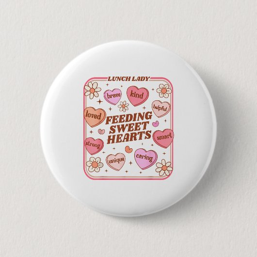 Lunch Lady Valentines Day Retro Cute Cafeteria Swe Button (Vorderseite)
