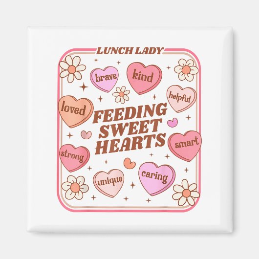 Lunch Lady Valentines Day Retro Cute Cafeteria Swe Magnet (Vorne)