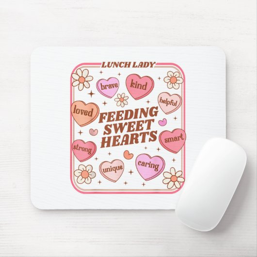 Lunch Lady Valentines Day Retro Cute Cafeteria Swe Mousepad (Mit Mouse)