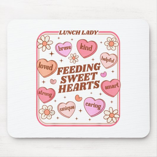 Lunch Lady Valentines Day Retro Cute Cafeteria Swe Mousepad (Vorne)