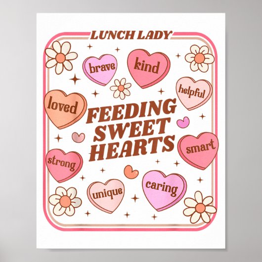 Lunch Lady Valentines Day Retro Cute Cafeteria Swe Poster (Vorne)