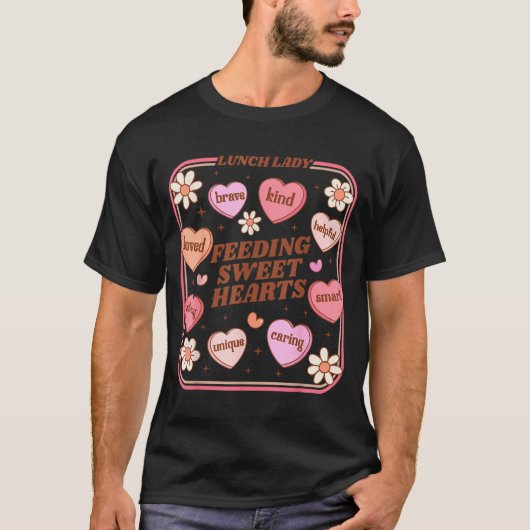 Lunch Lady Valentines Day Retro Cute Cafeteria Swe T-Shirt (Vorderseite)