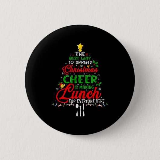 Lunch Lady Weihnachten Xmas Schulcafeteria Mittage Button (Vorderseite)