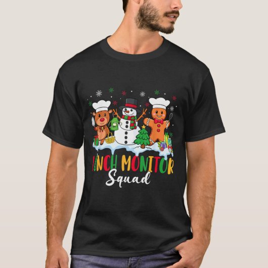 Lunch Monitor Squad Reindeer Snowman Gingerbread C T-Shirt (Vorderseite)