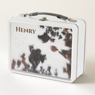 Lunchbox - braun-weiße Rindsleder