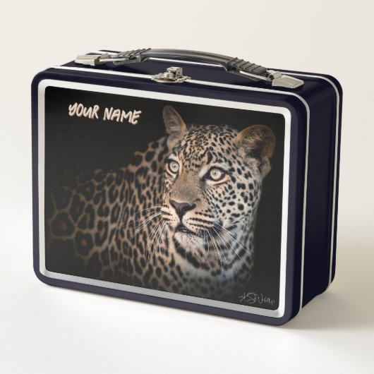 Lunchbox mit Leopard Gaze - Geschenk für Safari (Vorderseite)