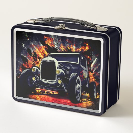 Lunchbox mit orangefarbenem Frisierte Auto (Vorderseite)
