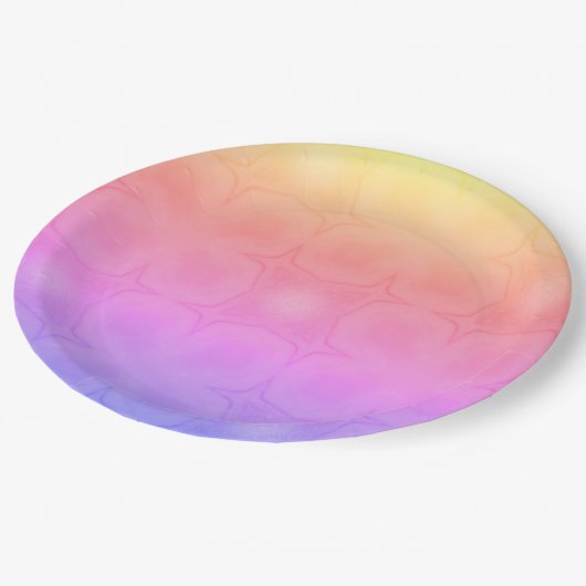 Luncheon Paper Napkins in pink purple yellow Pappteller (Schrägansicht)