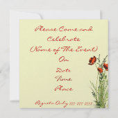 LUNCHEON Red Poppy Blume Einladungsvorlage Einladung (Rückseite)