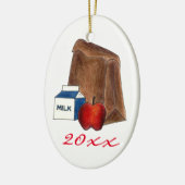 Lunchmilch Apple Lieblings-Lehrer Geschenk Keramik Ornament (Links)