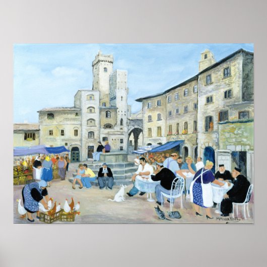 Lunchtime in a Market Square Tuscany Poster (Vorne)