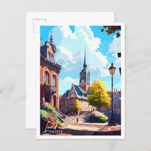 Lund Sweden Vintage Reise Illustration Postkarte