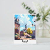 Lund Sweden Vintage Travel Potrait Illustration Postkarte (Stehend Vorderseite)
