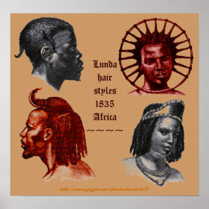 Lunda-Frisur 1835 der Südkongo Afrika Poster