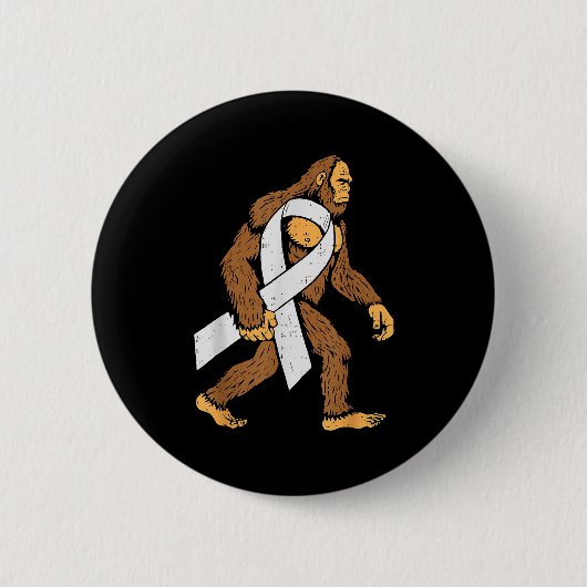 Lung Cancer Awareness Bigfoot White Ribbon Suprt M Button (Vorderseite)