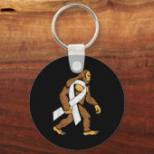 Lung Cancer Awareness Bigfoot White Ribbon Suprt M Schlüsselanhänger (Vorderseite)