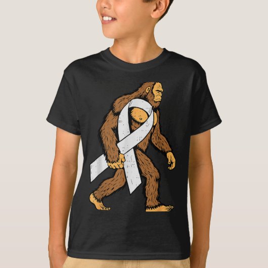 Lung Cancer Awareness Bigfoot White Ribbon Suprt M T-Shirt (Vorderseite)