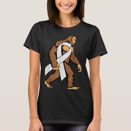 Lung Cancer Awareness Bigfoot White Ribbon Suprt M T-Shirt (Vorderseite)