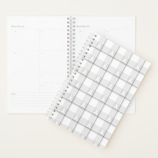 Lung Cancer Awareness Plaid Planner, White Ribbon Planer (Anzeige)