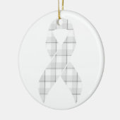 Lung Cancer Awareness Plaid White Ribbon Keramik Ornament (Links)