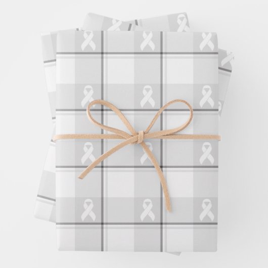 Lung Cancer Awareness Plaid Wrapping Paper White Geschenkpapier Set (Beispiel)