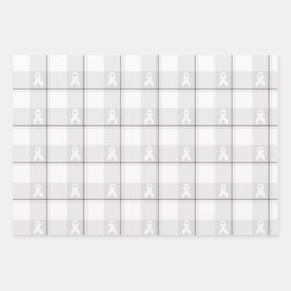 Lung Cancer Awareness Plaid Wrapping Paper White Geschenkpapier Set