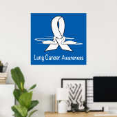 Lung Cancer Awareness Ribbon with Swans Poster (Heimbüro)