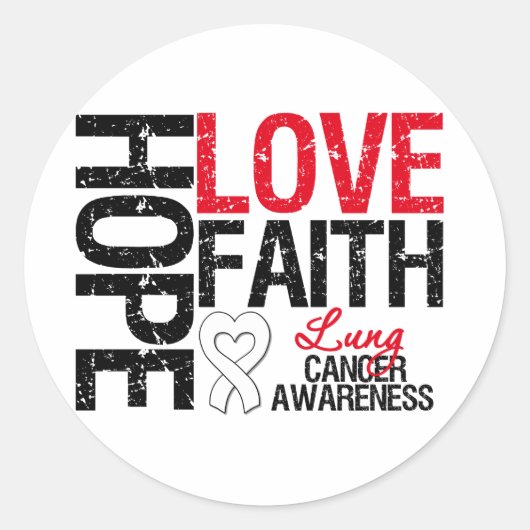 Lung Cancer Hope Liebe Faith Runder Aufkleber (Vorderseite)