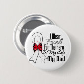 Lung Cancer Ribbon Hero Mein Vater Button (Vorne & Hinten)