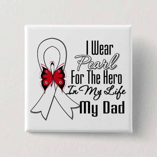 Lung Cancer Ribbon Hero Mein Vater Button (Vorderseite)