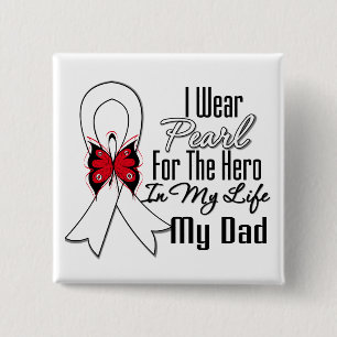 Lung Cancer Ribbon Hero Mein Vater Button