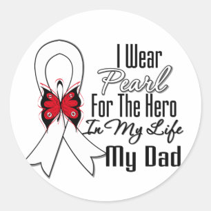 Lung Cancer Ribbon Hero Mein Vater Runder Aufkleber