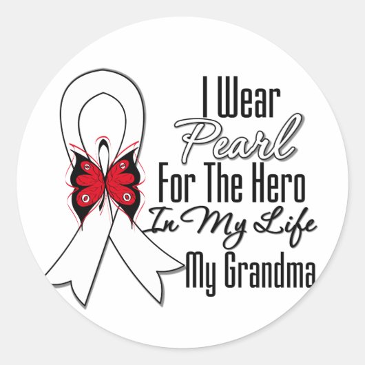Lung Cancer Ribbon Hero My Oma Runder Aufkleber (Vorderseite)