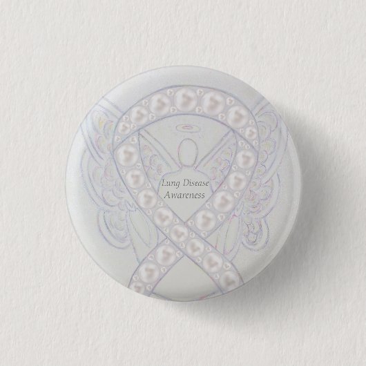 Lung Disease Awareness Angel Pearl Ribbon Art Butt Button (Vorderseite)