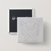 Lung Disease Awareness Angel Pearl Ribbon Art Butt Button (Vorne & Hinten)