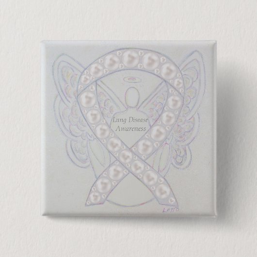 Lung Disease Awareness Angel Pearl Ribbon Art Butt Button (Vorderseite)