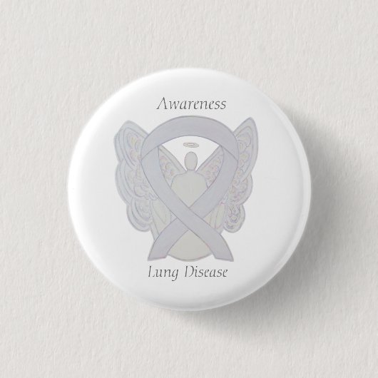 Lung Disease Awareness Angel Pearl Ribbon Art Butt Button (Vorderseite)