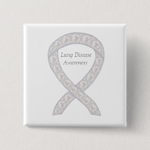 Lung Disease Awareness Pearl Ribbon Art Button