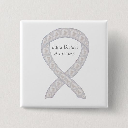 Lung Disease Awareness Pearl Ribbon Art Button (Vorderseite)
